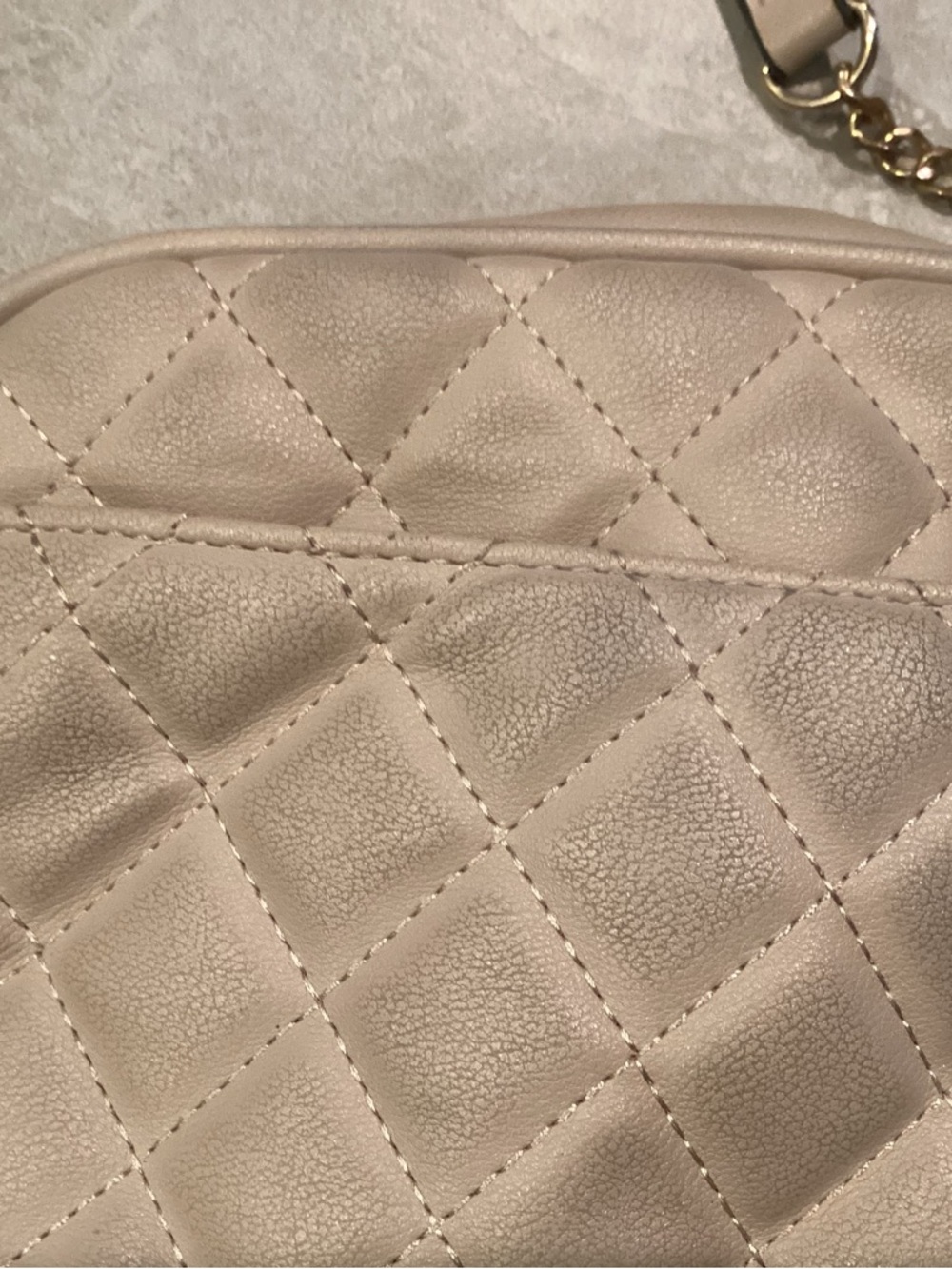 Lola Mae Quilted Crossbody Bag with Tassel in Beige - Picture 6 of 8